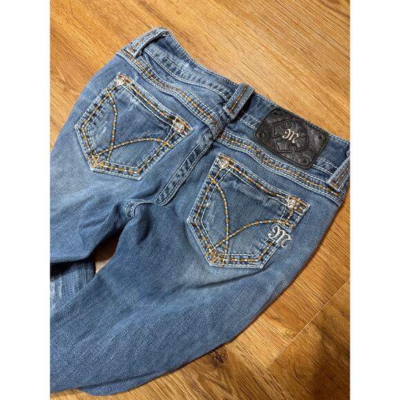 Miss Me JPW5069-5 Boot Bootcut Jeans Size 25 Embroidered Bling DAMAGED EB - Picture 4 of 6